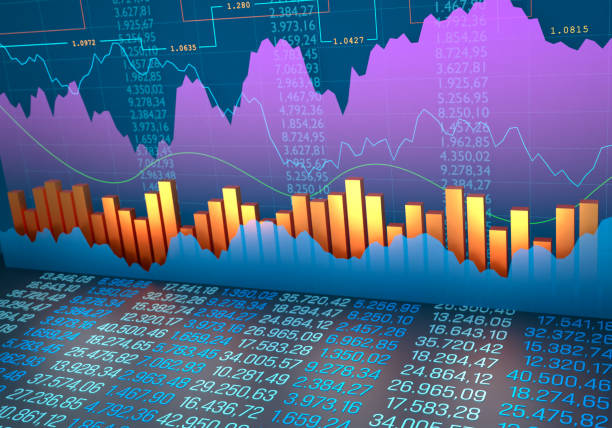 istock Orange bar graph, business data, charts and lines, financial markets concept. 2189785526