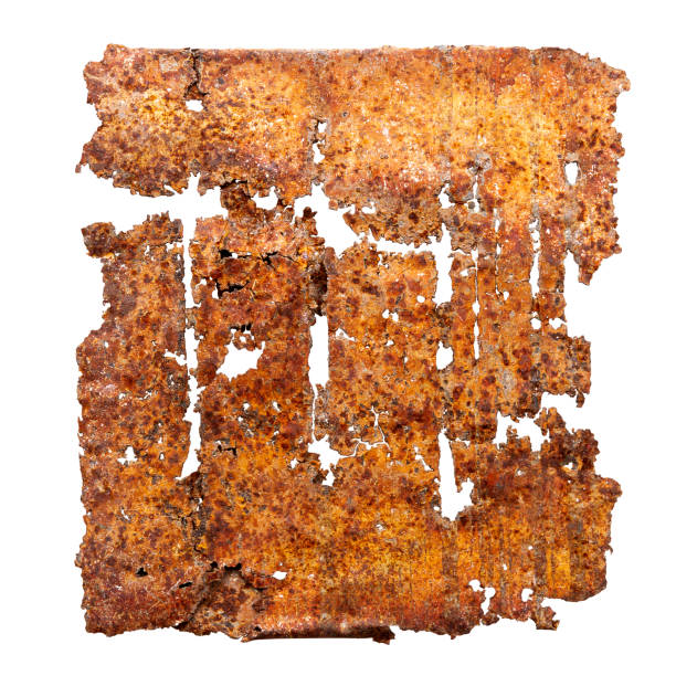 istock Old piece of rusty iron isolated on white 2189786601