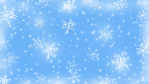istock Frosty winter background with snowflakes. New Year's blue and white snow texture. 2189788921