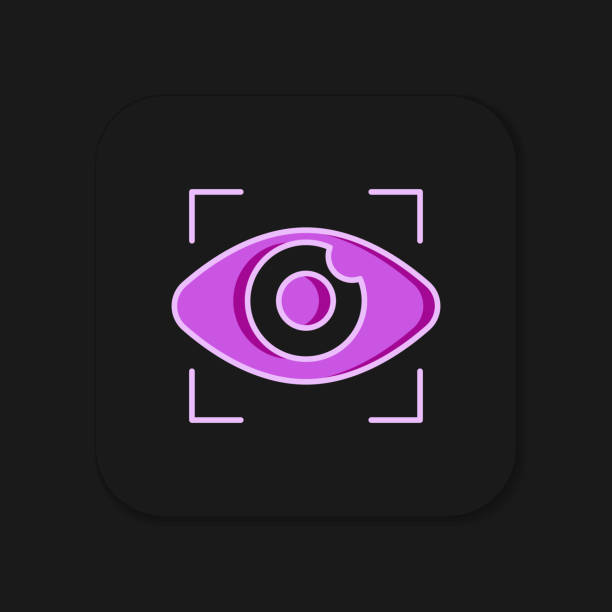 istock Filled outline Big brother electronic eye icon isolated on black background. Global surveillance technology, computer systems and networks security. Flat filled outline style with shadow. Vector 2189793475