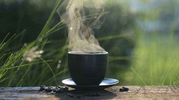 istock Minimalist Black Coffee Cup with Rising Steam 2189801731