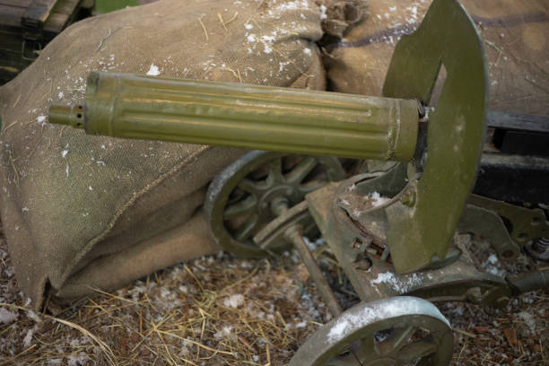 Old weapons. Green item. Armament in the First World War. Details of the war reconstruction.