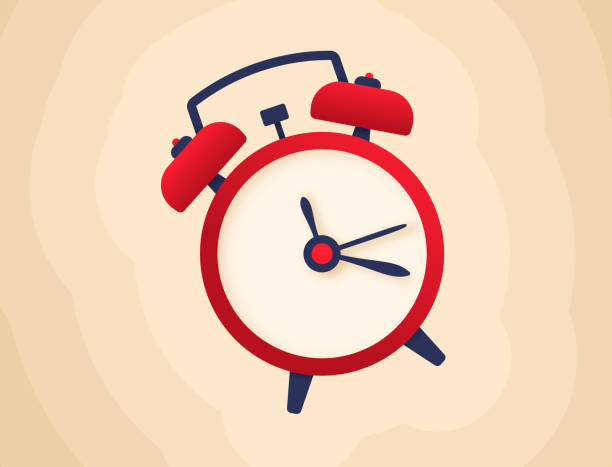 Alarm Clock Alarm clock face time sleep schedule insomnia waking up concept. push pause stock illustrations