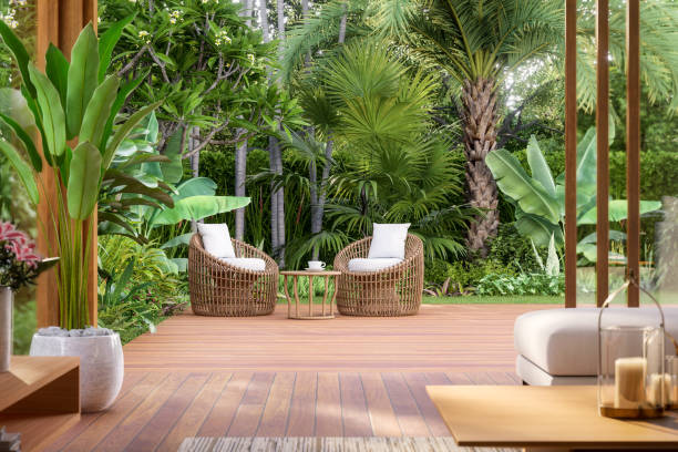 istock View of modern wooden balcony from inside room 3d render illustration 2189825630