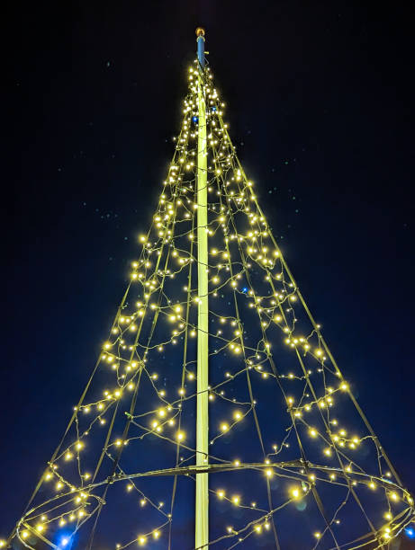 istock Christmas tree lights. A frame of garlands against a dark night sky. 2189830950