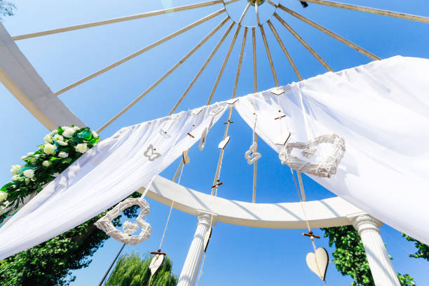 istock Arch for the wedding ceremony with tulle and decoration. ceiling 2189836589