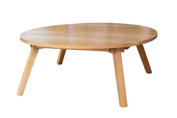 istock Low wooden table isolated on white background 2189840001