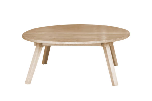 istock Low wooden table isolated on white background 2189840006