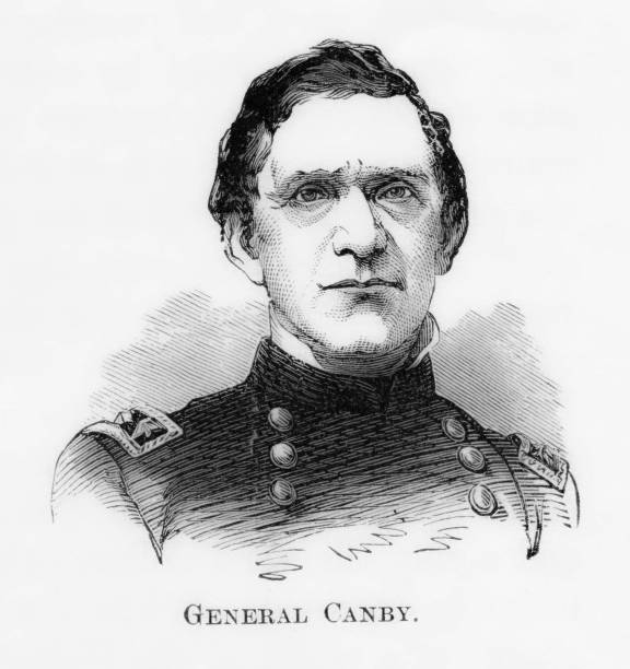 edward canby tábornok portréja, amerikai polgárháború, 19. századi amerikai történelem - american civil rights movement témájú stock illusztrációk