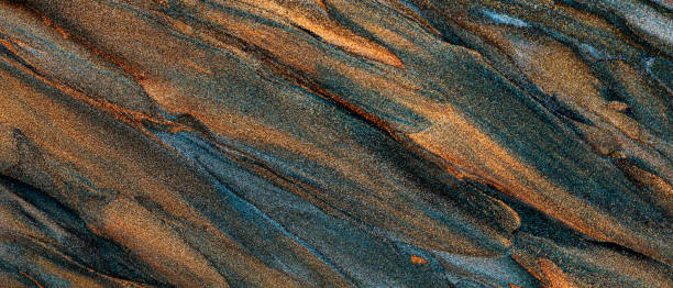 istock Golden Blue Brush Strokes Texture Background with Glittering Smears 2189856342