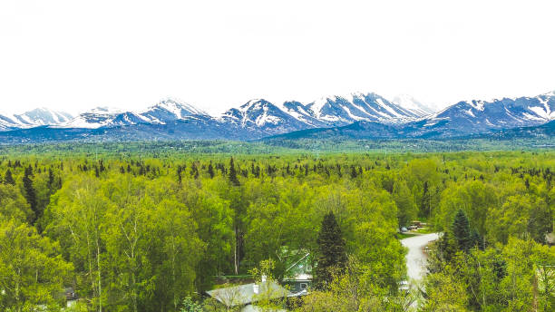 Drone Flight looking out near Cook Inlet, in Anchorage, Alaska.