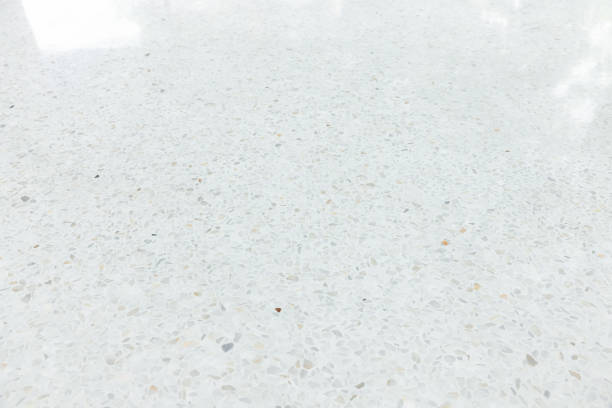 istock White terrazzo floor in perspective view for background. 2189866258