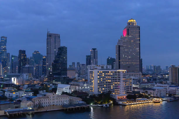 istock Evening view on Bangkok downtown with the Chao Praya River 2189871075