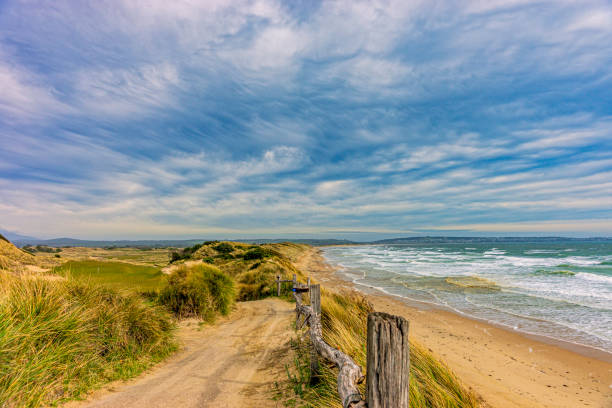 istock walking path along the top of sand dunes with golf course and ocean views 2189873241