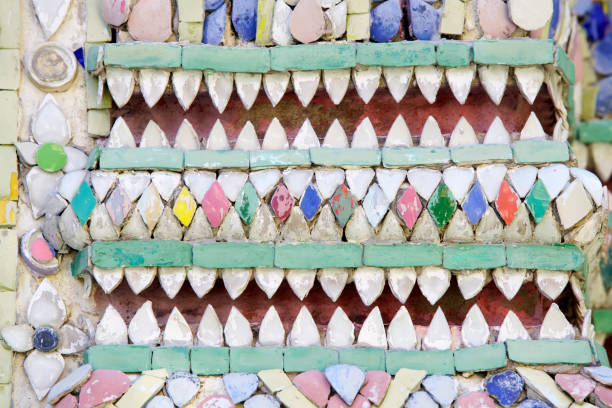Colorful Mosaic Art Design with Textured Patterns and Shapes