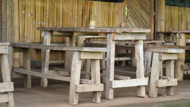 istock Wooden bench on bamboo terrace 2189887874