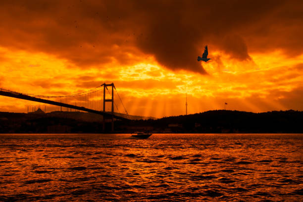 istock July 15 Martyrs Bridge overlooking a speedboat on the Bosphorus strait 2189889146