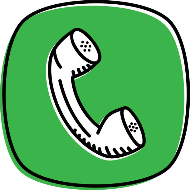 Telephone Doodle 2 Vector illustration of a hand drawn telephone receiver against a blue background. rotary dial telephone cartoons stock illustrations
