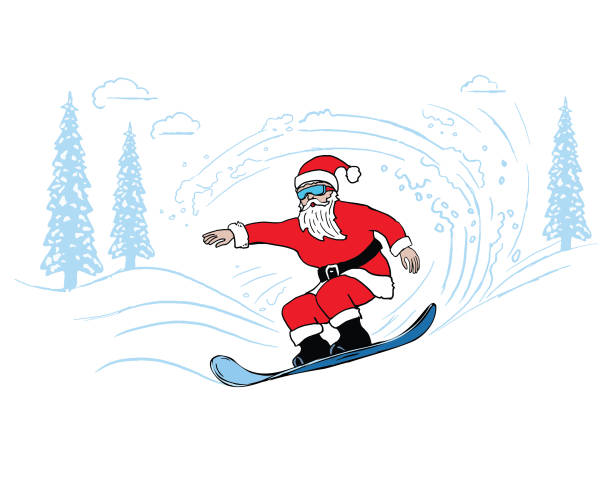 istock Santa Claus sliding on snowboard at high speed. 2189897670