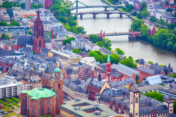 Skyline of business district in Frankfurt Am Main, Germany