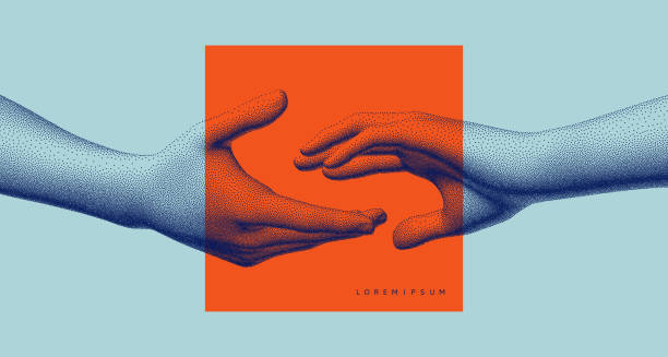 istock Hands reaching towards each other. Concept of human relation, togetherness or  partnership. 3D vector illustration. Design for banner, flyer, poster, cover or brochure. 2189899505