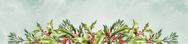 istock Watercolor Christmas botanical frame, border, branches, leaves, red berries. New Year card template, copy space. Hand painted holiday composition plants . Illustration for design, print, background. 2189904852