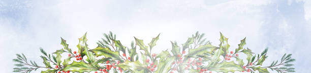 istock Watercolor Christmas botanical frame, border, branches, leaves, red berries. New Year card template, copy space. Hand painted holiday composition plants . Illustration for design, print, background. 2189904865