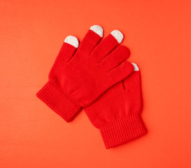 istock Winter Gloves, Touchscreen Wool Glove, Touch Screen Knitted Mittens, Warm Red Gloves on Red 2189905282