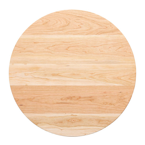 istock Round cherry wood tabletop. Cherry wood texture desktop background element. 2189905814