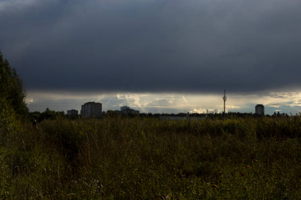 Summer landscape. Clouds in the sky. White clouds. Open space.