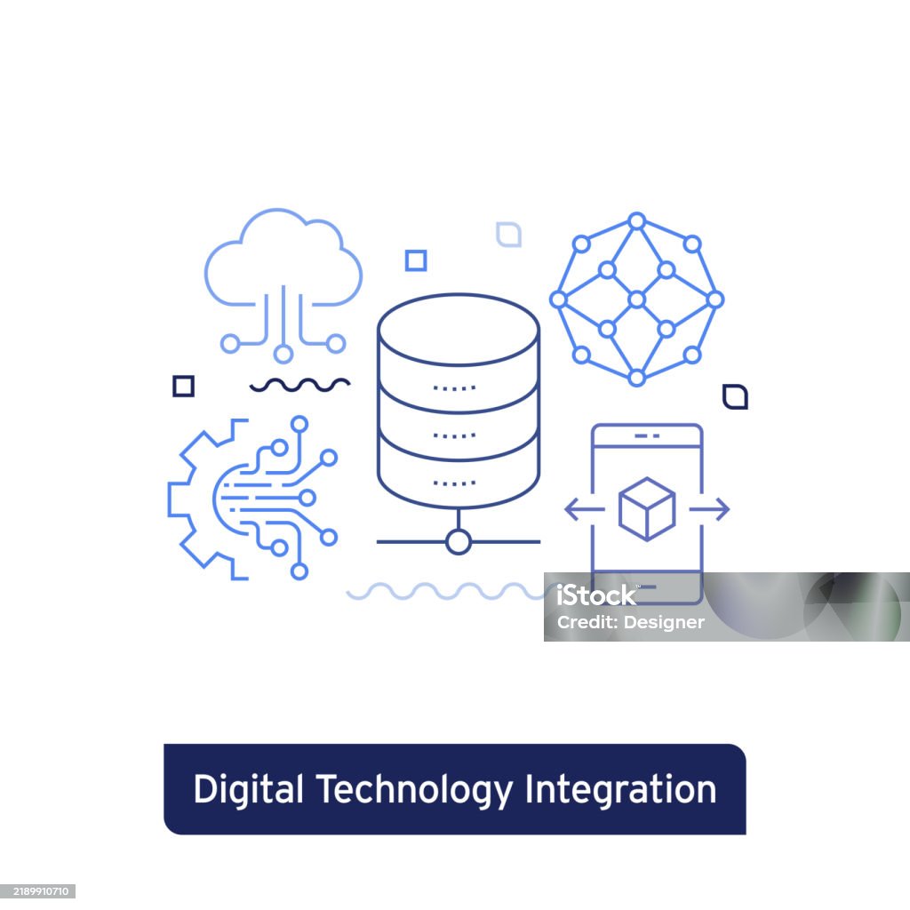 Digital Technology Integration Concept Vector Illustration Editable ...