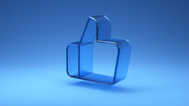 Blue Like Symbol and Like Text , This is a 3d rendered computer generated image. Isolated on white.
