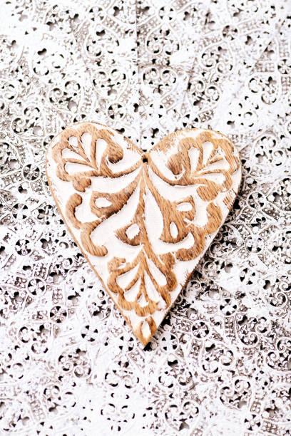 Christmas vintage ornament on bright background. Soft focus. Top view. Close up. Copy space.