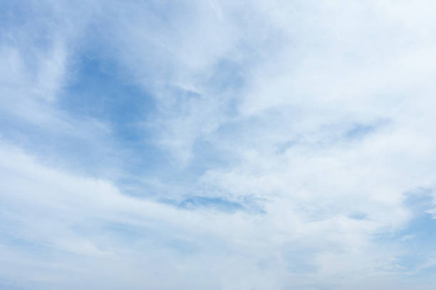 Serene Blue Sky Fluffy White Clouds Nature Background