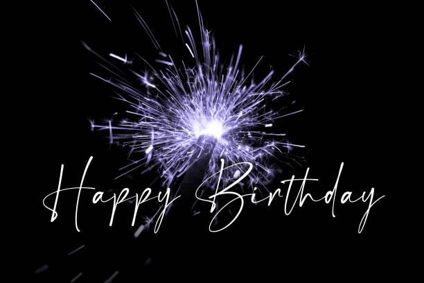 istock Stylish happy birthday purple pyrotechnics sparkler magic 2189923196