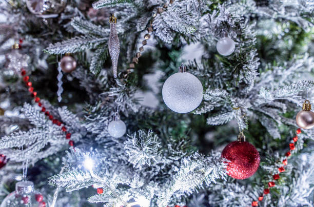 istock Christmas card: close-up of a Christmas tree with decorations 2189926778