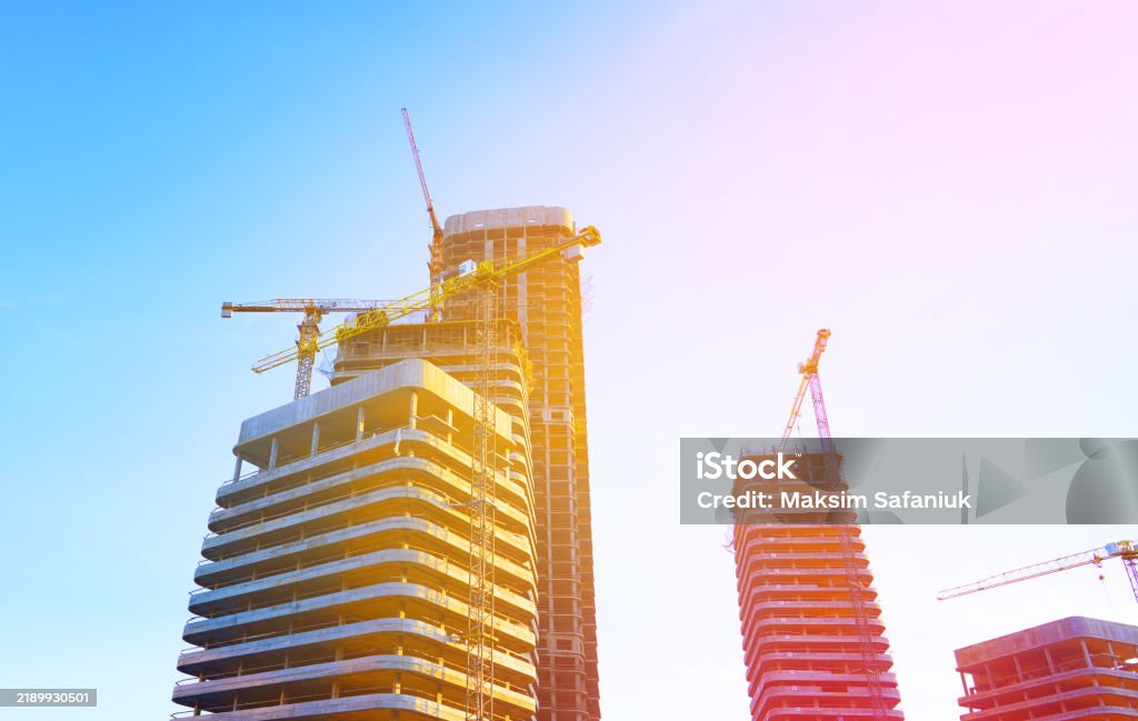 Skyscraper In Construction Skyscraper Construction On Sunset Tower Crane On Formworks On ...