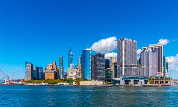 istock Skyscrapers in Lower Manhattan seen from Hudson River on a sunny morning 2189931004