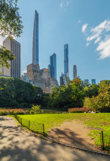 Central Park with Manhattan skyscrapers on the background. New York City, USA