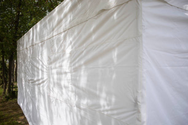istock White tent. White tent. White fabric material. 2189932630