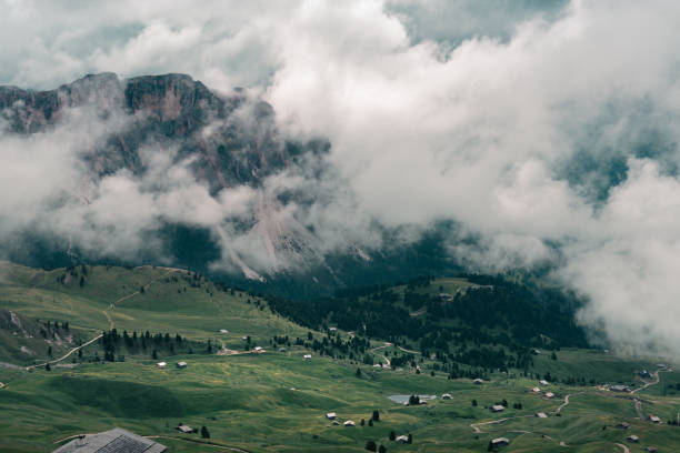 istock mountain landscape in misty and cloudy conditions. 2189932929
