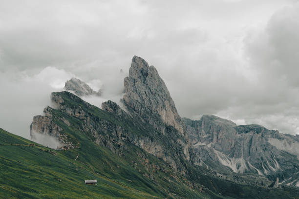 istock mountain landscape in misty and cloudy conditions. 2189933715