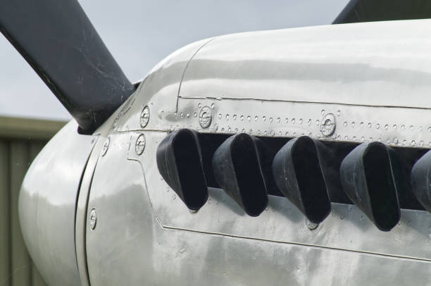 Exhaust outlets from Spitfire aircraft engine.
