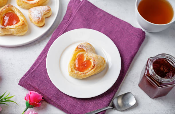Strawberry jam cream cheese puff cake danish. toning