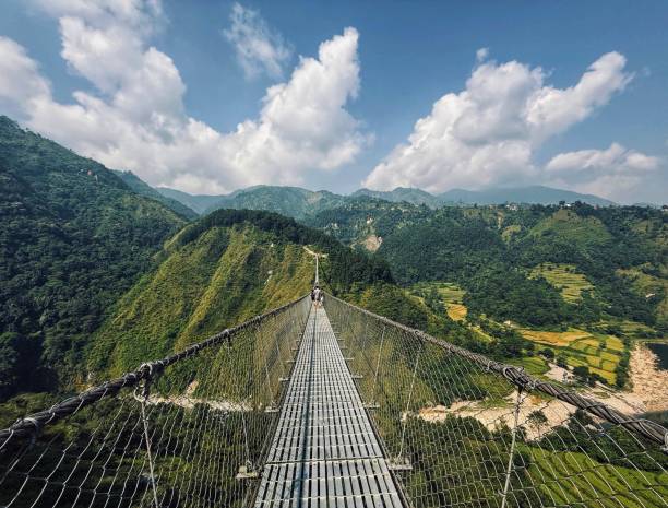 istock Suspension Bridge Over Scenic Mountain Landscape 2189949994