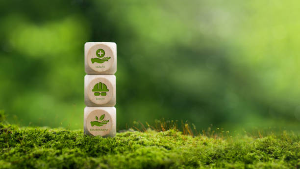 HSE Health, Safety, Environment Concepts that focus on accident prevention, environmental protection, health and safety for businesses and organizations.