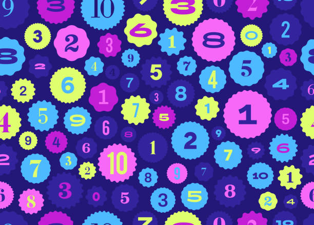 Seamless Number badge retro design elements tileable background pattern.