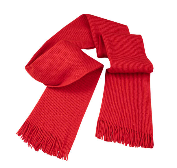 istock Red knitted scarf isolated on white. Christmas decor. 2189959385