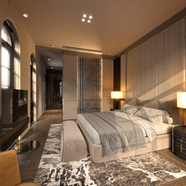 istock 3d render of modern bedroom 2189972783