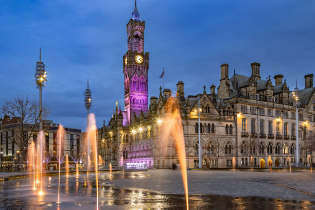 istock Bradford City Hall and Centenary Square at night 2189977986
